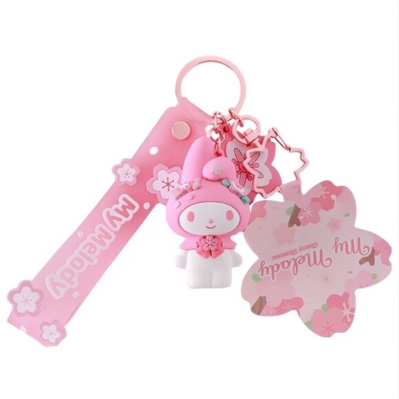 My Melody Sakura Keychain Glitters Sequins Decorative Bells | Kawaii Car Key - Picture 3 of 3